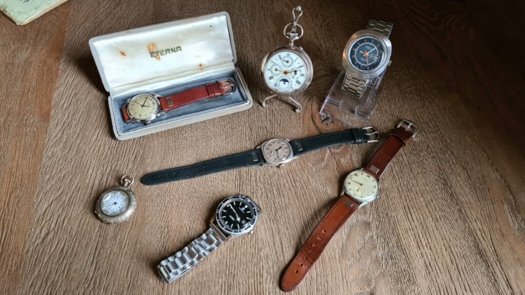 A selection of vintage watches and watch straps from Richard's collection